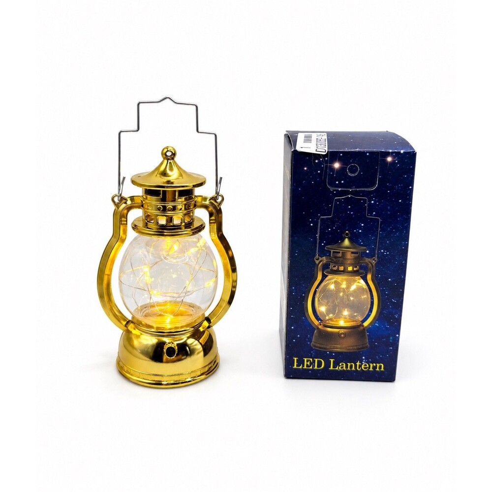 Gold Halloween Mini Trick or Treat Vintage Style LED Battery Lantern Decor NEW